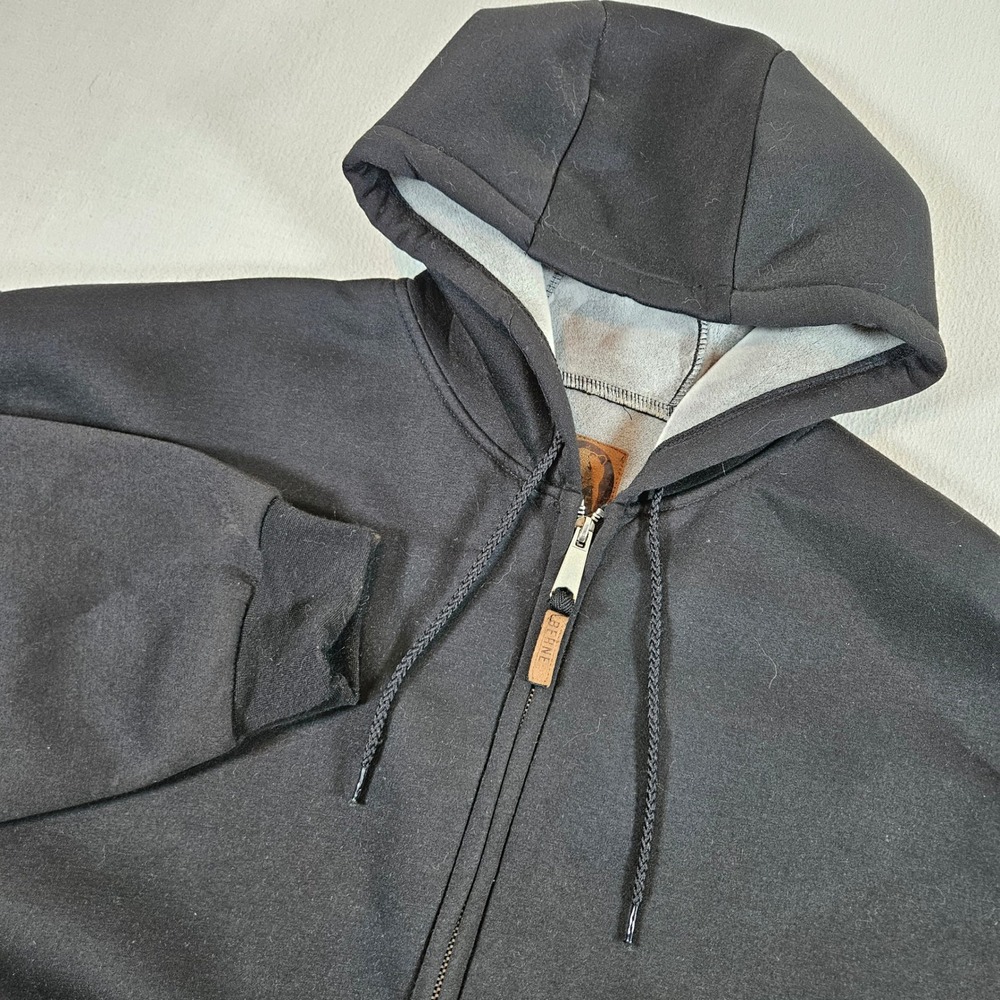 Berne Hoodie‎ Mens Large Black SV200BK Full Zip Fleece Lined Workwear Jacket
